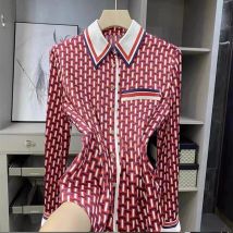 Vêtements pour femmes chemisier en soie à manches longues rayé patchwork chemise ample
