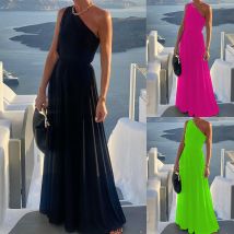 Women's Spring And Summer New Fashion Solid Color Sleeveless Strapless MIDI Dress