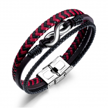 Bracelet en cuir tricoté populaire Bracelet en cuir pour hommes Bracelet en cuir noir rouge