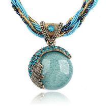 Hot selling Bohemian style women's turquoise multi-layer rice bead creative trend versatile necklace