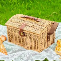 Rattan Picnic Basket Set - Complete Outdoor Dining Kit With Cutlery & Insulated Compartment
