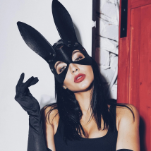 Rabbit Pu Sexy Leather Cosplay Mask Bunny Girl Cosplay Fetish Bdsm Halloween Masquerade Mask Disfraces Carneval Bunny Costume
