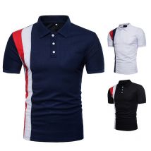 polo Shirt Short Sleeve Patchwork Casual Polo Men's Summer Casual Polo Shirt Top
