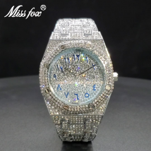 Luxury Mens Watch Bling Diamond  Watch Waterproof  Quartz for Men Hip Hop Calendar  Wristwatch