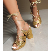 Europe and the United States multi-layer cross-border high-heeled sandals female fish mouth shoes strap dance shoes fashion spring summer gold Luo