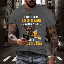 T-shirt Homme 3d T-shirt Urbain Casual Gris T-shirt Drôle T-shirt Vintage Imprimé Manches Courtes Punk Rock