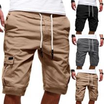 Short cargo pour homme, bermuda d'été court, taille élastique, pantalon de travail, de sport, de loisirs en plein air avec poches