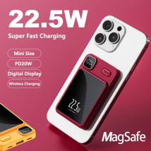 Chargeur sans fil magnétique 22,5 W 10 000/20 000 mAh, charge ultra rapide, Qi PD20W, pour iPhone 14 et Samsung