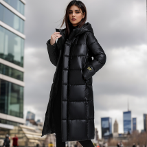 Women's couples black gold warm cotton-padded jacket long fashion inner strap Warm jacket padded jacket