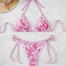 Maillot de bain pour femme, nouveau maillot de bain sexy à lacets en porcelaine bleu et blanc