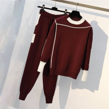 Vêtements pour femmes Automne Grande taille Pull tricoté Printemps et automne Ensemble pull deux pièces