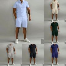 Polo à manches courtes pour hommes, tendance, décontracté, ample, short, ensemble de sport, short à manches courtes, ensemble d'été