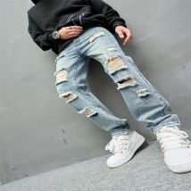 Jeans décontractés à imprimé vintage pour hommes