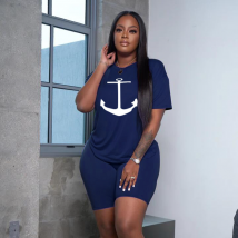 Women's Fashion Anchor Casual Summer Dress Loose Two Pieces
