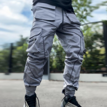 Men's Clothing autumn men's casual pants black tapered leg loose pants straight overalls trend