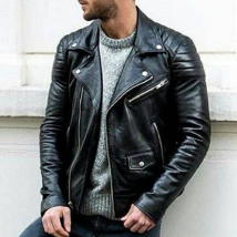 Veste en cuir PU pour homme, veste en cuir pour adolescent, col montant, punk, veste de moto en cuir pour homme