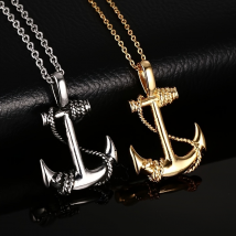 Collier avec pendentif ancre en acier inoxydable pour homme, style tendance, inspiré des Pirates des Caraïbes, idéal comme cadeau d'anniversaire