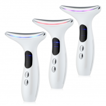 2024  Neck Face Beauty Device 3 Colors Led Photon Therapy Rotate Reducer Double Chin Anti Wrinkle Removing Skin Care