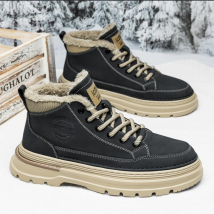 Men’s Shoes Martin boots men's winter plus velvet thick warm high top work boots British retro men's shoes mid top snow cotton shoes