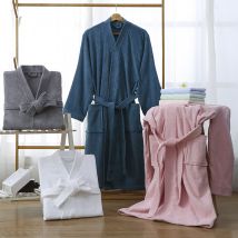 Bath Towels Hotel Pure Cotton Bathrobe Spring And Autumn Towel Material Pajamas Long Soft Water Absorbent Quick Drying