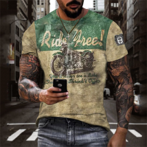 Summer men's crewneck T-shirt optical illusion 3d printed street short sleeve printed clothing Breathable