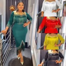 Women's Clothing fat plus size women's clothing hot diamond tassel dress