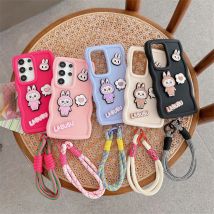 Pour Samsung Galaxy A10s A20 A20S A30 A30S A50 A50S A11 A21S 3D Cartoon Labubu Wave Étui de Téléphone Bracelet Dragonne Couverture Souple
