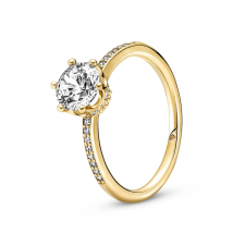 Bague solitaire couronne scintillante transparente
