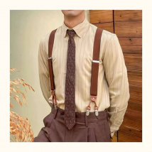 Bretelles vintage pour homme, bretelles britanniques à six clips, bretelles élastiques réglables en forme de Y pour homme, pantalons de costume, bretelles élastiques antidérapantes
