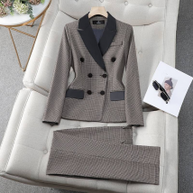 Vetement femme pied de poule petite veste de costume femme mi-longue slim tempérament veste de costume costume professionnel