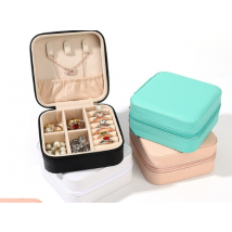 Boîte de rangement de bijoux minimaliste en PU, boîte de rangement de bijoux portable créative, boîte à bijoux à fermeture éclair, petite boîte à bijoux
