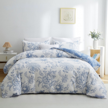 Housse de couette 3 pièces en fibre douce à imprimé floral - Impression active - Plusieurs tailles