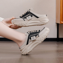 Sandales et pantoufles Baotou pour femmes, nouveau style d'été, maille respirante, lacets, semelle épaisse, semelle antidérapante confortable, chaussures blanches semi-glissantes, chaussures pour femmes à la mode