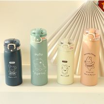 Portable Kids Thermos Mug With Straw Stainless Steel Cartoon Vacuum Flasks Children Cute Thermal Water Bottle Tumbler