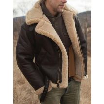 Men Leather Winter Coat Real Warm Explosive Style Sherpa Men's Large Motorcycle Jacket Fashion Fur Integrated