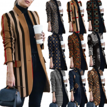 Vêtements pour femmes aliexpress ebay nouveau style de mode imprimé col montant veste en laine pour l'automne et l'hiver pour les femmes