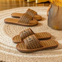 Sandales et pantoufles d'été en rotin pour homme, qualité imbattable, pour femme, linge de maison, antidérapant et sans odeur.
