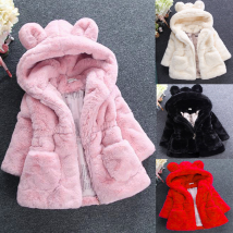 Kids'wearing Manteau fourrure fille Veste matelassée imitation fourrure enfant Housse de doudoune oreilles