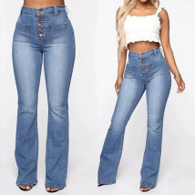 Vêtements femme jean femme avec boutons et poches plaquées pantalon jean