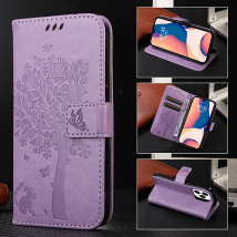 Wallet Case for Redmi 10C 10A 10 9C 9A 9T 9 8 8A Embossed Cat PU Leather Flip Cover for Xiaomi Redmi Note 11 Pro 10 9 8