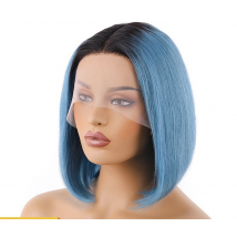 perruques en dentelle cheveux humains bob/1b-Bleu