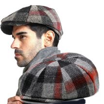 Offre spéciale 2024 printemps automne et hiver casquettes gavroche hommes femmes motif à carreaux béret en laine papa feutre lierre casquette homme grande taille octogonale