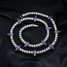 Hip-hop Black Panther Same Necklace Full Diamond European and American Clavicle Chain Street Trendy Men's Net Chain Oil Dropping Niche Luminous Jewelr