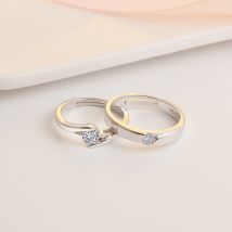 Jewelry Korean Style Open Heart Wedding Men And Women Tender Diamond Plated Couple Rings