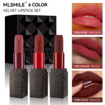 MLSMILE Embossed Matte Lipstick Set Easy To Color Moisturizing Lipstick Natural Nude Color 3 Pieces