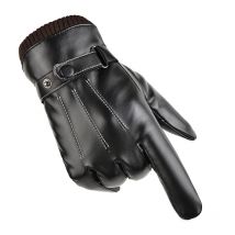 Automne et hiver chauds gants en cuir PU gants de cyclisme en plein air pour hommes à écran tactile plus velours anti-éclaboussures gants de cyclisme à l'eau froide