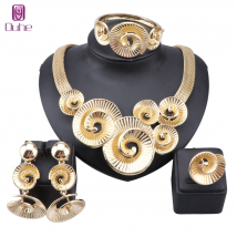 Collier tendance et luxueux, couleur or de Dubaï, collier, fête de mariage, boucles d'oreilles élégantes pour femmes, parures de bijoux classiques