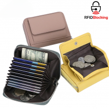 Porte-cartes de crédit bloquant les RFID URBAN MASTER, porte-monnaie en cuir véritable, pochette de monnaie décontractée et tendance pour femme 1846