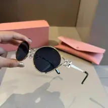 MIU designer elliptical sunglasses for Woman and Man Goggle Beach Sun Glasses metal material Skinny with large effect