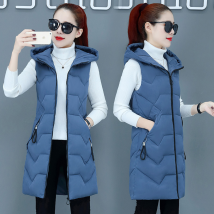 Veste chaude à la mode pour femme Gilet en coton Gilet long à capuche tendance